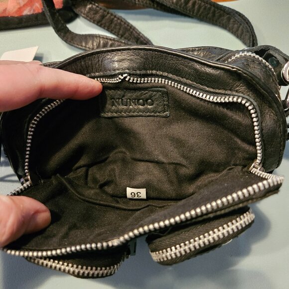 Nunoo | Helena Black Washed Leather Crossbody Mini Bag - Picture 12 of 16
